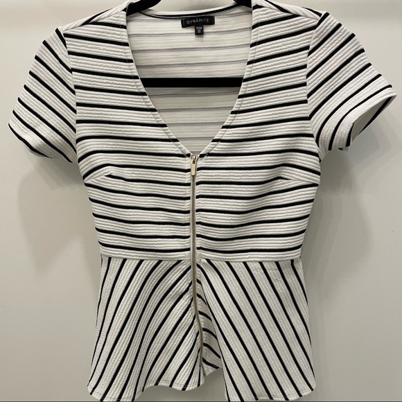 Dynamite Zip Up Peplum Top - Picture 2 of 5